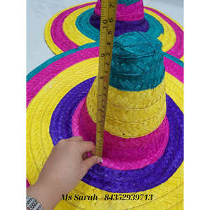 Fiesta PARTY หมวกคาวบอยกีฬาตกแต่งผู้ใหญ่ฟางถักลายสีสันสดใสหมวกฟางปีกเม็กซิกัน55ซม. 60ซม. - Product Image 1