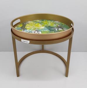 Vendedor caliente, calcomanía de mesa auxiliar de forma redonda de Metal de hierro, acabado esmaltado para sala de estar, muebles decorativos, mesa de centro hecha a mano - Product Image 1