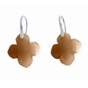 Pendientes con forma de trébol de plata de ley 925, Gema de Calcedonia gris, novedad - Product Image 1