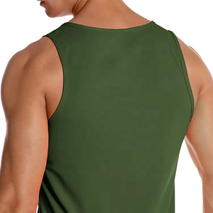 Men's <b>Neon</b> Green Sleeveless Tank <b>Top</b> O-Neck Knitted Solid Color Sporty Fit Breathable Regular Length <b>Top</b> - Product Image 3