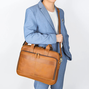 Classic Leather Laptop Messenger with Protective Shoulder Strap & Crossbody Carry Durable Handle Closure <b>for</b> Business Use - Product Image 3