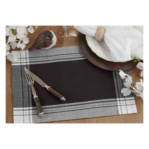 100% coton noir couleur côtelé écologique napperons pour cuisine décoration de la maison réutilisable durable de haute qualité - Product Image 3