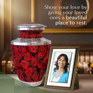 โกศใส่เถ้ากระดูกโลหะสำหรับตกแต่งงานทำมือมาใหม่ขนาดผู้ใหญ่พร้อมสกรูด้านบนและถุงเก็บกำมะหยี่ - Product Image 2