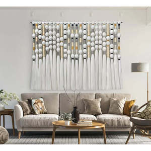 Moderna y Lujosa Decoración de Pared Mexicana Tonatiuh, Tapiz de Fibra Asimétrico con Cuerdas de Macramé, Inspirado en el Arte Textil Moderno - Product Image 1