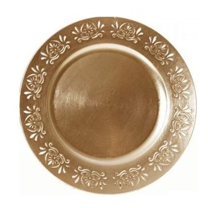 Assiette de service en métal, bordure en relief, forme arrondie, accessoires de mariage, vaisselle, décoration de table, service de nourriture - Product Image 6