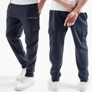 Unisex High Quality 100% Cotton French Terry Cargo Sweatpants Joggers cotton <b>fleece</b> with custom logo embroidery puff printing - Product Image 4