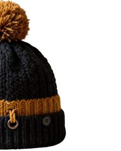 Chapeau beanie en tricot d'hiver personnalisé Noir moutarde avec pompon Tricot épais en câble Mélange de laine acrylique chaud Fabricant personnalisé Casquette unisexe - Product Image 2