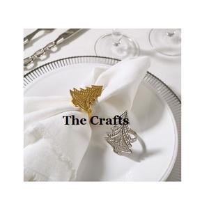 Ensemble de ronds à serviette en aluminium couleur or avec quatre feuilles porte-serviettes pour la maison, l'hôtel et le mariage. - Product Image 5