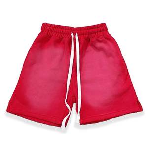 Pantalones de algodón pesado personalizados dobladillo crudo lavado ácido rasgado liso polar Streetwear pantalones cortos deportivos cordón Cargo Joggers pantalones cortos - Product Image 1