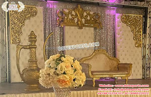 Panneau de fond en cuir capitonné moderne et élégant DST Exports, décoration de scène chic sur le thème indien et de l'amour pour mariages en Suisse - Product Image 2