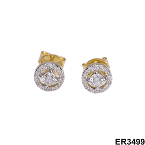 ต่างหูเพชรทรงกลมเจียระไนแบบบริลเลียนท์ น้ำหนัก 0.4 กะรัต ชุบทองคำขาว 14K สำหรับผู้หญิง ดีไซน์หรูหรา พร้อมประดับเพชรแบบ Halo - Product Image 2