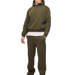 Survêtement d'hiver solide deux pièces ensembles hommes sweat à capuche surdimensionné 2025 automne vêtements de sport tenue décontractée - Product Image 1