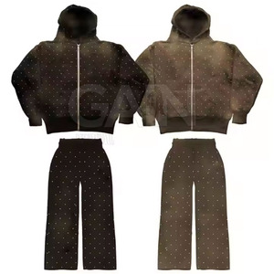 Chándal de Invierno para Hombre con Capucha y Pedrería, Transpirable, Cálido y de Secado Rápido, con Logotipo Personalizado, MOQ Bajo - Product Image 5