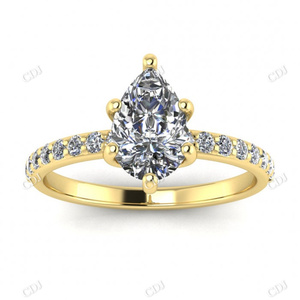 Inde Top vendeur en forme de poire plaqué or Moissanite bagues de fiançailles or pur Solitaire bague d'éternité bijoux personnalisés - Product Image 3