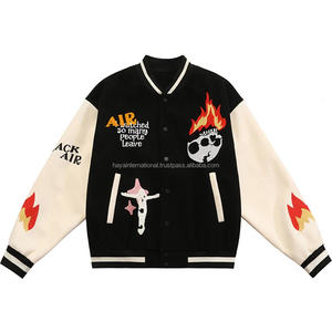 Veste bomber en cuir et laine pour homme de haute qualité, streetwear, veste universitaire, design personnalisé, broderie sur toile - Product Image 4