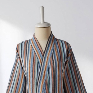 Albornoz Turco Antiguo de Algodón, Gris y Rayas Color Óxido, Estilo Kimono - Product Image 2