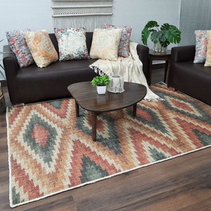 คุณภาพสูงทำด้วยมือผ้าฝ้ายอินทรีย์ปอกระเจานามธรรมเป็นมิตรกับสิ่งแวดล้อมโบฮีเมียนพรมพื้นที่เป็นมิตรกับสัตว์เลี้ยงกันลื่นสำหรับห้องนั่งเล่นห้องครัว - Product Image 3