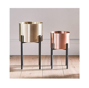 Lot de 3 jardinières en cuivre pur faites à la main avec motif de fleurs en pierre de diamant antique de bonne qualité Style mignon jardin fête de mariage - Product Image 5