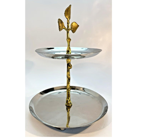 Soporte para cupcakes de acero inoxidable Diseño de pájaros de latón de 2 niveles Soporte para cupcakes de acero de tendencia superior al mejor precio - Product Image 6