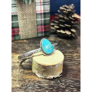 Southwest #17 Kingman Turquoise Sterling <b>Silver</b> <b>Cuff</b> <b>Bracelet</b> Made Style-Fashionable Kingman Turquoise Sterling <b>Cuff</b> <b>Bracelet</b> - Product Image 2