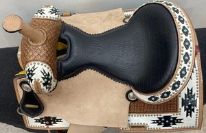 Selle de cheval en cuir occidental artisanale de qualité supérieure, véritable selle de randonnée et de ranch, équipement équestre confortable avec siège en daim - Product Image 4