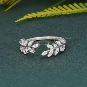 Best Seller IGI Certified Marquise Cut Lab Grown Diamond 14K Solid Gold Vine Open Wedding Band Ring Joyería de mujer al mejor precio - Product Image 2