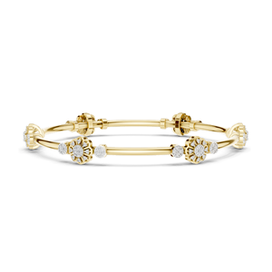 0.816 CT Lab Diamond Floral <b>Bangle</b> <b>Bracelet</b> Round Brilliant Cut 10KT, 14KT, 18KT Gold & 925 Silver Rose, Yellow, White - Product Image 3
