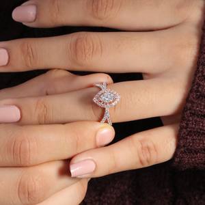 Elegante anillo de diamantes de oro para mujer con incrustaciones ajustables de moda chapado en oro rosa y rodio - Product Image 4