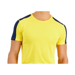 T-shirt da allenamento Dry-Fit da uomo Id Ideology, gialla, taglia 3XB, in cotone lavorato a maglia/fibra di bambù, design Birdseye, tinta in filo - Product Image 3