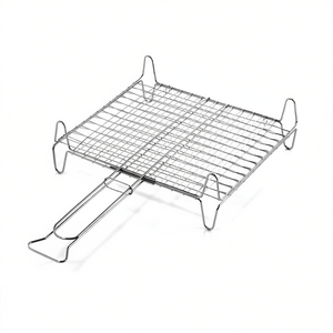 Parrilla de barbacoa de doble malla cromada pulida A13540 con patas de acero 40x35cm - Product Image 2