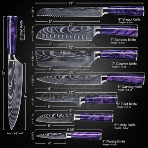 Quality Made Custom Color & Size Damascus Chef <b>Knives</b> <b>Set</b> Hot Product Sustainable Damascus Chef <b>Knives</b> <b>Set</b> - Product Image 6