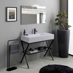 Meuble de salle de bain sur pied de 100 cm au design Madeira industriel, meuble-lavabo moderne pour votre salle de bain - Product Image 1