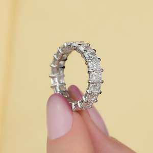 แหวนเพชรมอยส์ซอไนต์ตัดประกาย4x6มม. | เงินสเตอร์ลิง18K ชุบทองแหวนแต่งงานมินิมอล - Product Image 4