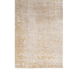 Tapis Entropy en laine et soie de bambou noué à la main, couleur ivoire, modèle rectangulaire pour sol domestique, épaisseur 10 mm, fait main, abstrait, pour couloir AKWB-3595 - Product Image 4