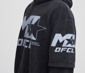 Acid Wash Cut and Sew Pullover Sweat à capuche en coton Cut Design sur la manche Bord brut Deux tons Sweats à capuche surdimensionnés Fabriqués au Pakistan - Product Image 6