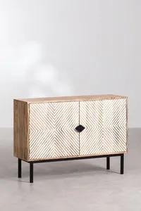 Aparador de Dos Puertas de Madera de Mango Hecho a Mano de Estilo Moderno con Diseño de Flauta RRBSBD01 - Product Image 1