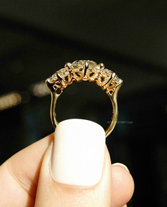 5.22 Carat Three Stone Oval Cut Moissanite Engagement <b>Ring</b> Elongated Crushed <b>Ice</b> Oval <b>Ring</b> for Women with Side Stones - Product Image 6