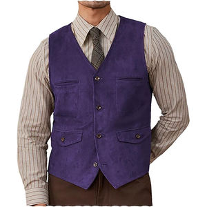 Chaleco de traje de cuero de gamuza para hombre, chaleco informal de vaquero occidental de un solo pecho, chalecos de nuevo estilo 2025 hechos a medida de alta calidad - Product Image 1