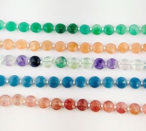 Green Strawberry Quartz Faceted Round Shape <b>Coin</b> Gemstone Bead Strand Loose Stone Beaded Strands Bracelet Making Gemstone Strand - Product Image 3