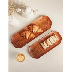 Taille standard de finissage naturel de plateau de portion de rectangle en bois naturel pour le plateau de portion de nourriture de maison et d'hôtels fait à la main - Product Image 3