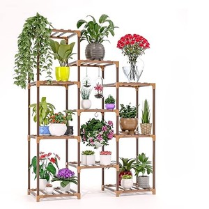 Meilleure vente support de plante en bois à plusieurs niveaux intérieur extérieur échelle support de fleurs présentoir de plantes support de stockage de plantes de jardin - Product Image 1