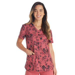 Quantité minimale de commande bas liquidation femmes Grunge N Roses imprimer gommage haut personnalisé Polyester tricoté tissu Sublimation uniforme gommages costumes - Product Image 1