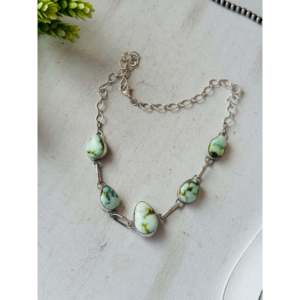 Tia Long Palomino Variscite & Sterling <b>Silver</b> Fine <b>Choker</b> Necklace - Product Image 2