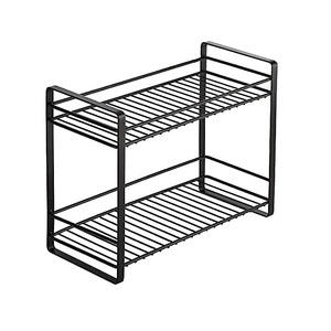 Black Iron Storage <b>Shelves</b> with 3 Layers Cabinet Spice Rack and <b>Ladder</b> Design for Kitchenware of Different Purposes - Product Image 6