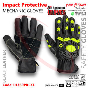 Guantes de seguridad mecánicos resistentes a cortes de protección contra impactos en campos petrolíferos de cuero de cabra OEM Schlagschutzhandschuhe - Product Image 3