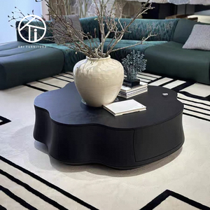 <strong>Walnut</strong> Veneer Round Tea <strong>Table</strong> Luxury High-<strong>end</strong> Living Room Creative Modern Petal Shape Convertible Villa <strong>Black</strong> Coffee <strong>Table</strong>