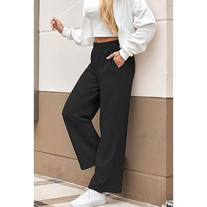 Pantalons de survêtement larges pour femmes, cordon de serrage, pantalons amples pour l'entraînement et décontractés, taille haute, jogging avec poches, coupe ample confortable - Product Image 4