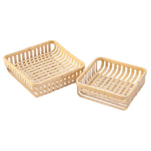 ตะกร้าไม้ไผ่สานทรงสี่เหลี่ยมดีไซน์สะดุดตาใหม่สำหรับเก็บผลไม้และของตกแต่งงานปาร์ตี้ - Product Image 1