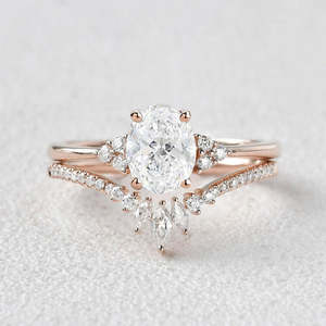 D Color Diamond Vintage Style Round Brilliant Cut Seven Stone 14K Solid <b>Gold</b> Wedding <b>Ring</b> <b>Set</b> for Brides-to-Be Party Anniversary - Product Image 2