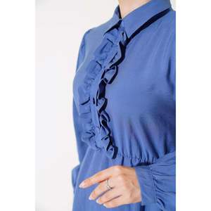 Ruffle Half Placket Vestido Indigo - Product Image 2